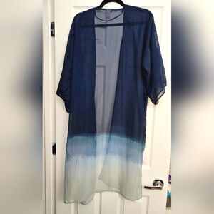 Kimono style Ombre top.  One size fits all.  Navy blue fading to light blue